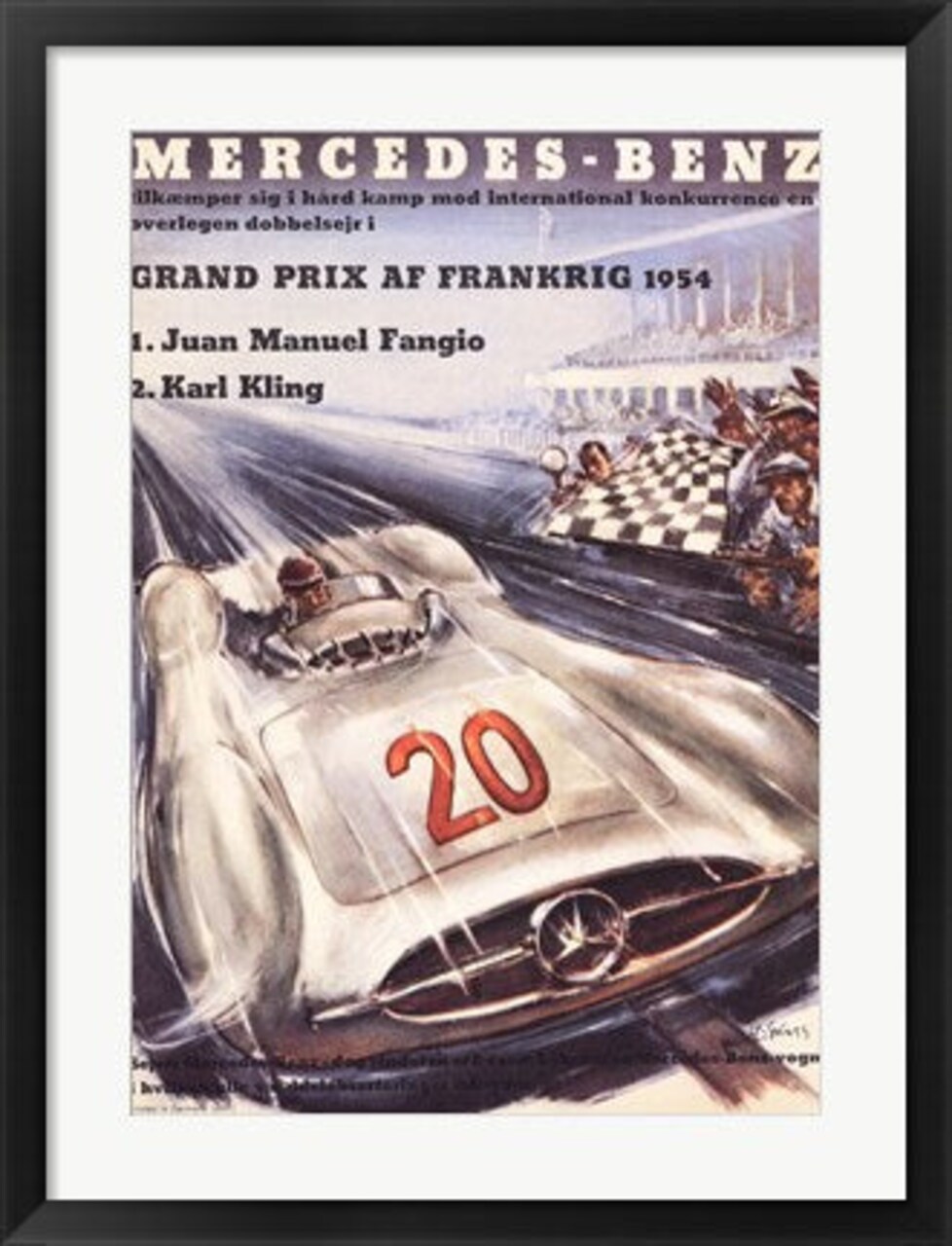 Framed Art Mercedes Benz by H. Liskars Wall Decor 18x24 Artwork